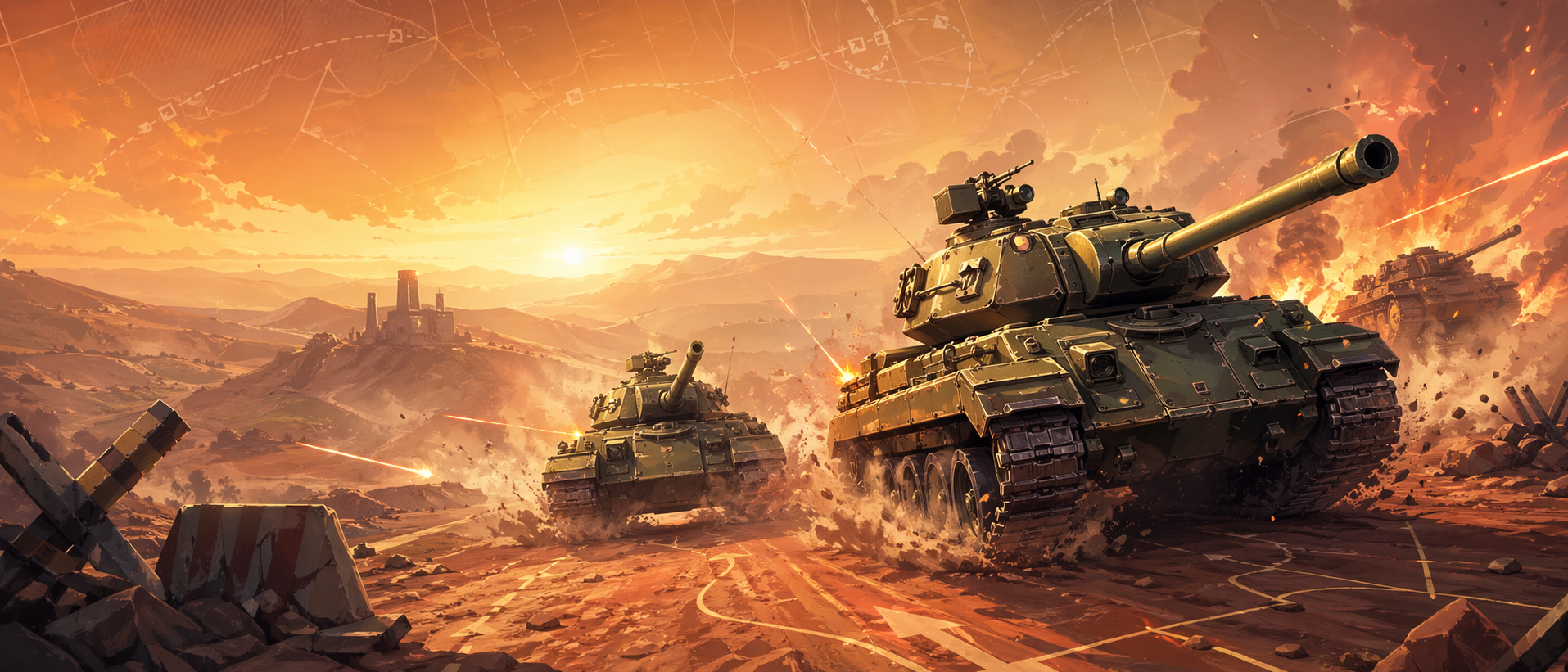 Stilizált tankos csatajelenet